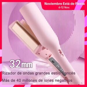 1 Rizador de Cabello de 2 barriles, Rizador de pelo de cerámica ajustable en temperatura, Herramienta de