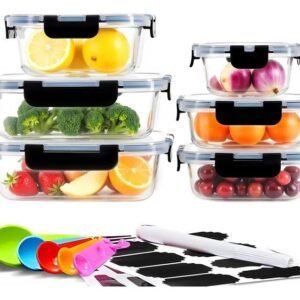 Contenedores Tóper De Vidrio Herméticos Con Tapa Juego 6pcs